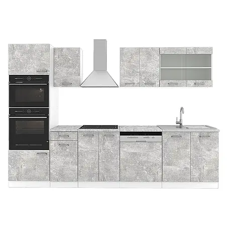 Vicco  Küchenzeile R-Line Beton mit Hochschrank, ohne Arbeitsplatte