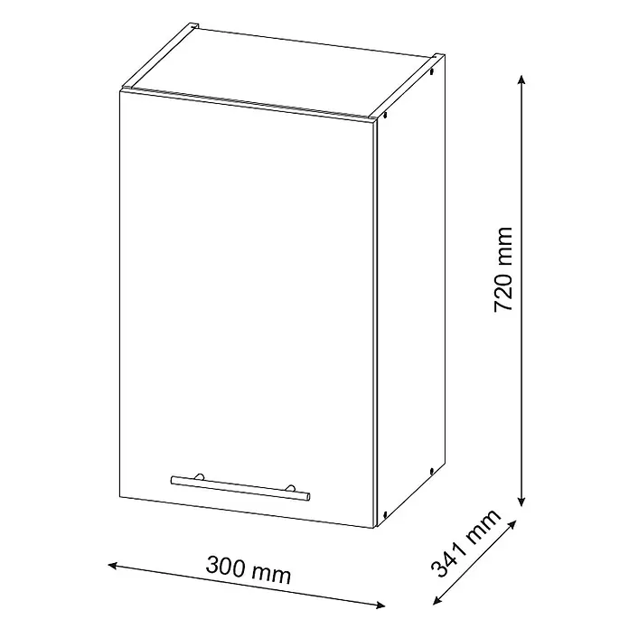Vicco Schrankküche Fame-Line Weiß Hochglanz - Weiß Hochglanz, Hängeschrank 30 cm - Weißer Küchenhängeschrank mit horizontalem Griff.