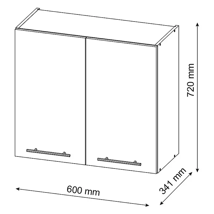 Vicco Schrankküche Fame-Line Weiß Hochglanz - Weiß Hochglanz, Hängeschrank 60 cm - Zweitüriger Wandschrank mit Griffen und angegebenen Maßen.