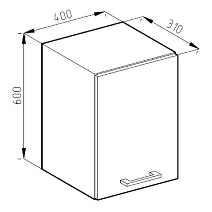 Vicco Schrankküche R-Line Weiß Hochglanz - Weiß Hochglanz, Hängeschrank 40 cm - Rechteckiger Wandschrank mit einer Tür und Griff. Maße: H600xW400xT310 mm.