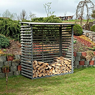 Joda Kaminholzregal Taunus (195 x 100 x 201 cm, Holz, Grau)
