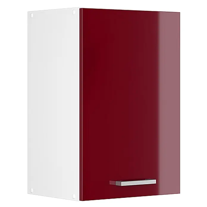 Vicco Schrankküche R-Line Rot Hochglanz - Rot Hochglanz, Hängeschrank 40 cm - Glänzender rot-weißer Küchenoberschrank mit silbernem Griff für moderne Aufbewahrung.