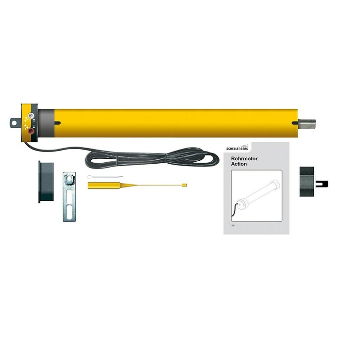 Schellenberg Rohrmotor Mini Basic 3 (Max. Rollladenfläche: 2 m² bei Kunststoffrollläden, Einbaulänge: 500 mm, Zugkraft: 8 kg)
