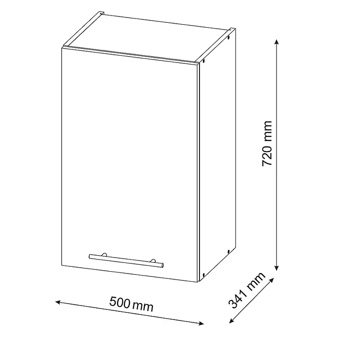 Vicco Schrankküche Fame-Line Weiß Hochglanz - Weiß Hochglanz, Hängeschrank 50 cm - Wandschrank mit Griff und Abmessungen 720x500x341 mm.