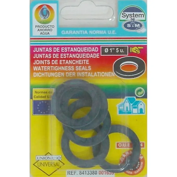 Junta HDPE - 1″, 5 ud. - Paquete de 5 anillos de sellado de 1 pulgada de diámetro, adecuados para instalaciones sanitarias y sellado de conexiones.