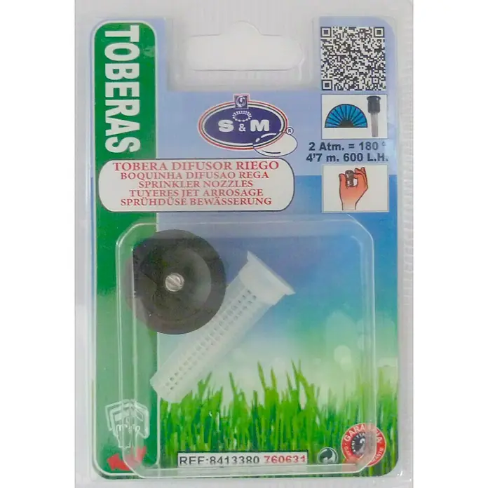Tobera pulverizadora para difusor 600 l/h - 2 pzs. - Embalaje de una boquilla de riego S&M, que garantiza una irrigación ajustable y precisa.