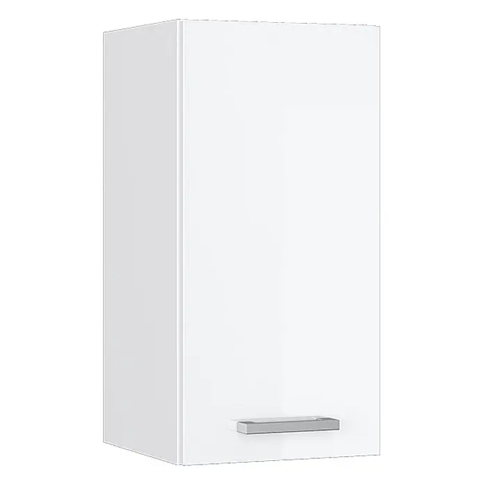 Vicco Schrankküche R-Line Weiß Hochglanz - Weiß Hochglanz, Hängeschrank 30 cm - Weißer Küchenhängeschrank mit silbernem Griff.