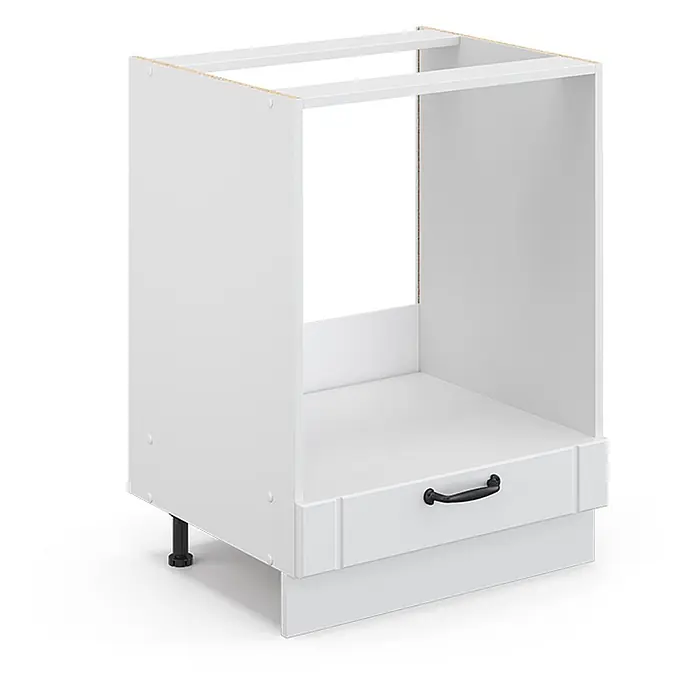 Vicco Schrankküche Fame-Line Weiß Landhaus ohne Arbeitsplatte - Weiß Landhaus, Herdumbauschrank 60 cm - Weißer Unterschrank mit Schublade und verstellbaren Füßen, für Einbaugeräte oder Spülen.