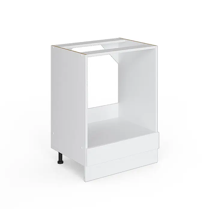 Vicco Schrankküche R-Line Weiß Hochglanz ohne Arbeitsplatte - Weiß Hochglanz, Herdumbauschrank 60 cm - Weißer Küchenunterschrankrahmen mit offener Front für Einbaugerät und verstellbarem Fuß.