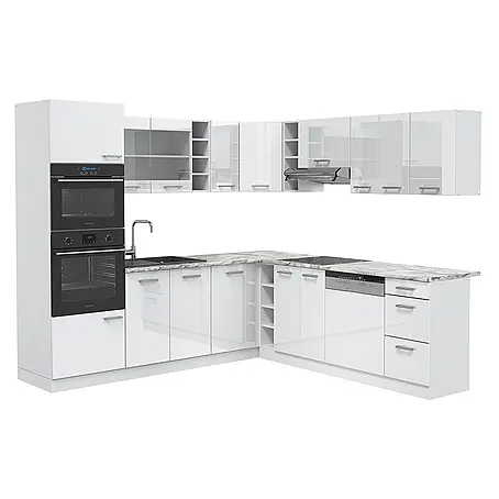 Vicco  Eckküche R-Line Weiß Hochglanz/Weiß ohne Arbeitsplatte