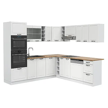 Vicco  Eckküche R-Line Weiß Landhaus/Weiß ohne Arbeitsplatte