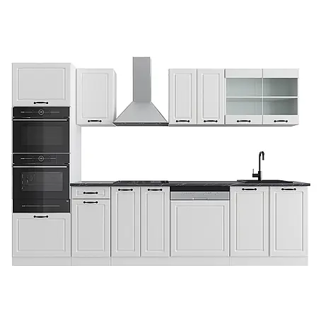 Vicco  Küchenzeile R-Line Weiß Landhaus/Weiß mit Hochschrank, ohne Arbeitsplatte