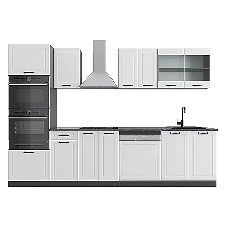 Vicco  Küchenzeile R-Line Weiß Landhaus/Anthrazit mit Hochschrank, ohne Arbeitsplatte