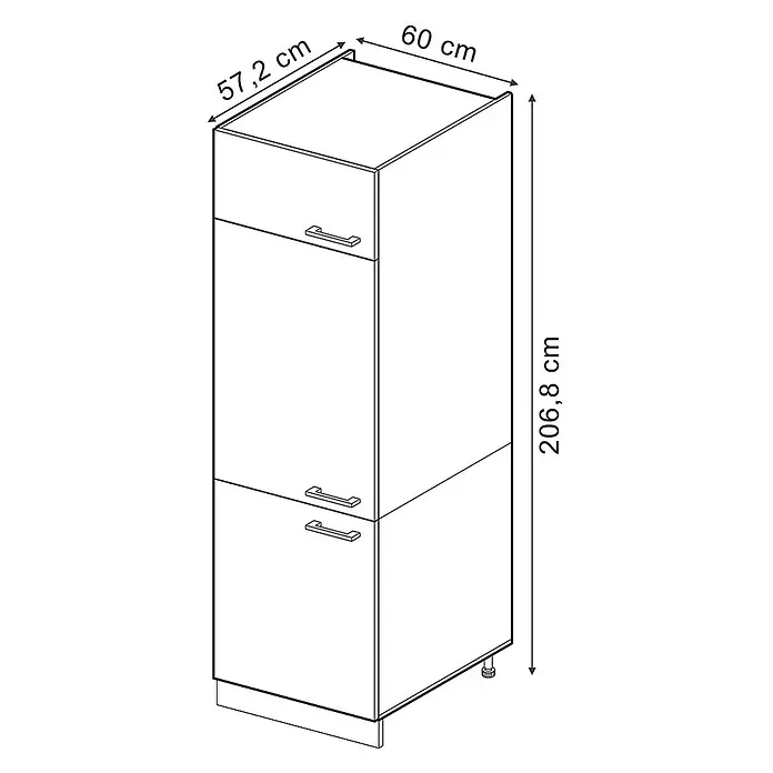 Vicco Schrankküche R-Line Blau-Grau - Blau-Grau, Kühlumbauschrank 60 cm - Hoher Aufbewahrungsschrank mit zwei Türen und Griffen. Maße: 60 cm B x 57,2 cm T x 206,8 cm H.