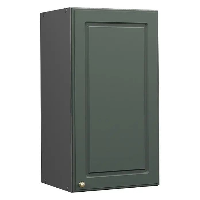 Vicco Schrankküche Fame-Line Grün-Gold Landhaus - Grün-Gold Landhaus, Hängeschrank 40 cm - Dunkelgrüner Küchenoberschrank mit Kassettentür und Messingknopf.