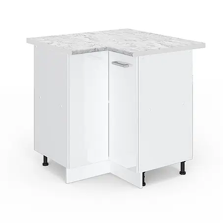 Vicco  Schrankküche R-Line Weiß Hochglanz, AP Marmor