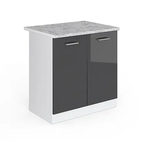 Vicco  Schrankküche R-Line Anthrazit Hochglanz, AP Marmor