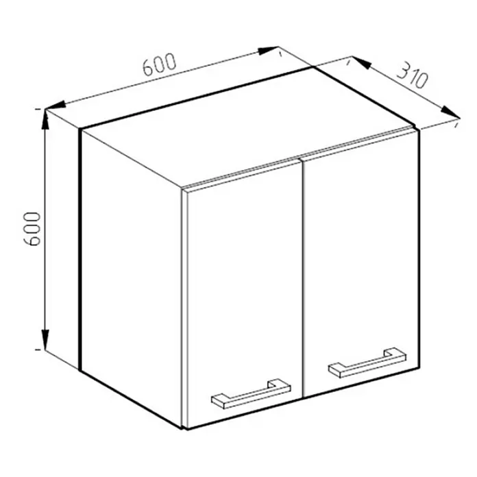 Vicco Schrankküche R-Line Weiß Landhaus - Weiß Landhaus, Hängeschrank 60 cm - Weißer zweitüriger Wandschrank mit Griffen, Maße (600 B x 600 H x 310 T mm).