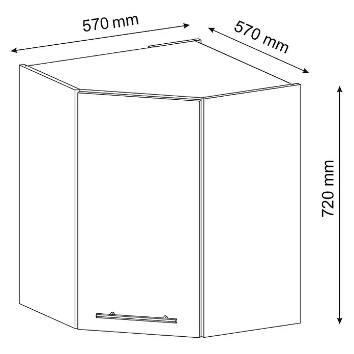Vicco Schrankküche Fame-Line Grün-Gold Landhaus - Grün-Gold Landhaus, Eckhängeschrank 57 cm - Eckhängeschrank mit Griff, 570x570x720 mm.