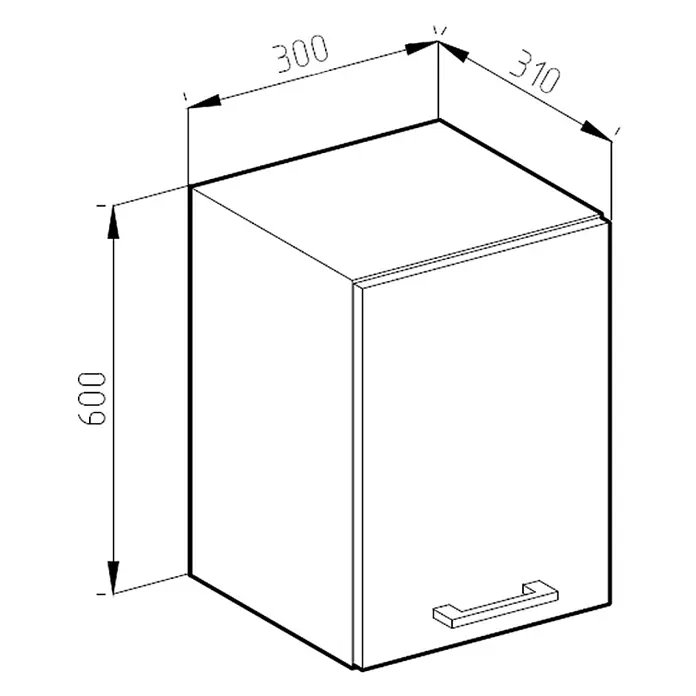 Vicco Schrankküche R-Line Anthrazit Hochglanz - Anthrazit Hochglanz, Hängeschrank 30 cm - Weißer Wandschrank mit einer Tür und Griff, Maße: Breite 300, Tiefe 310, Höhe 600.