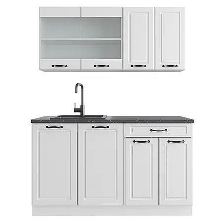 Vicco  Singleküche R-Line Weiß Landhaus/Weiß ohne Arbeitsplatte
