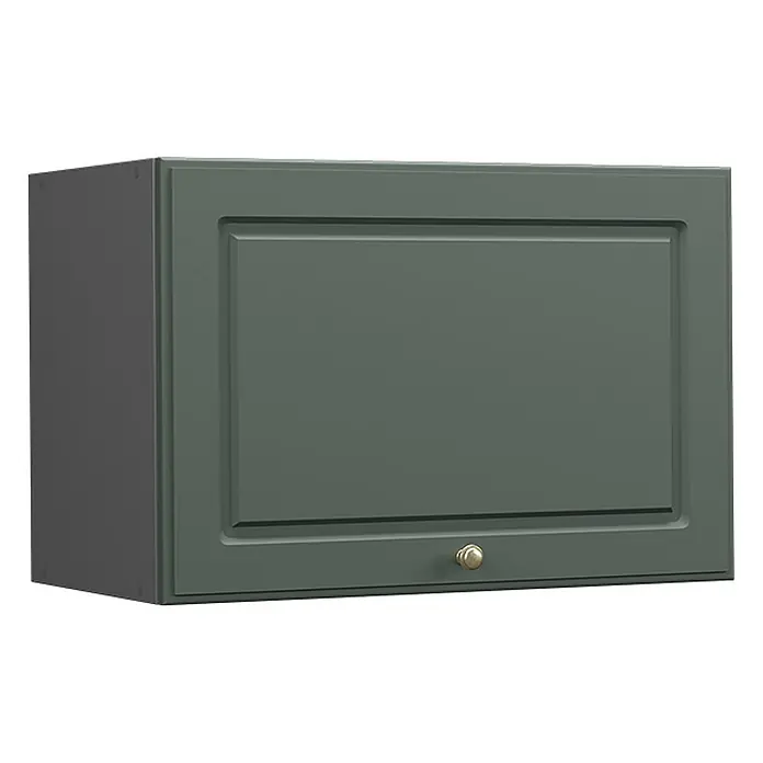 Vicco Schrankküche Fame-Line Grün-Gold Landhaus Flach - Grün-Gold Landhaus, Hängeschrank (flach) 60 cm - Matter dunkelgrüner Hängeschrank mit Kassettentür und Messingknopf.