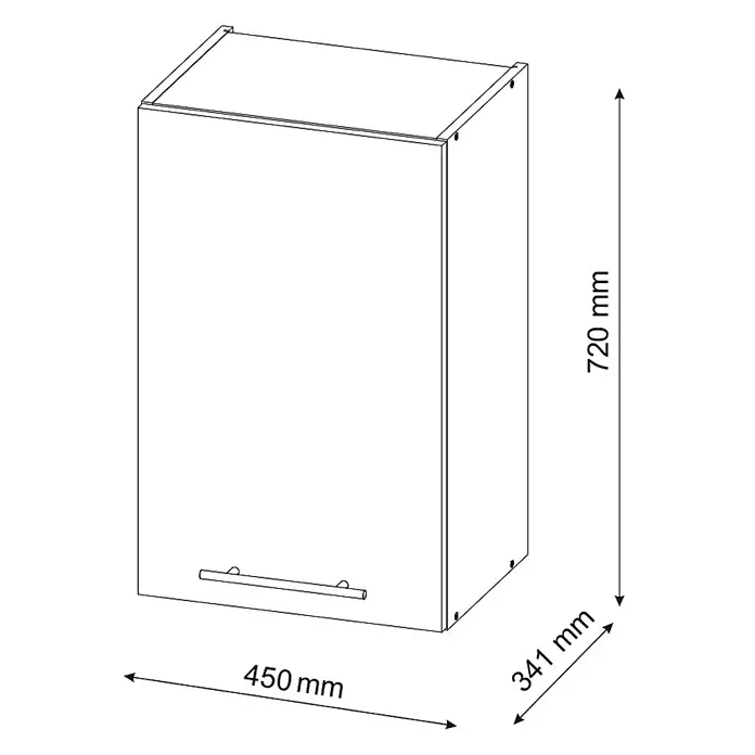 Vicco Schrankküche Fame-Line Anthrazit-Gold - Anthrazit-Gold, Hängeschrank 45 cm - Rechteckiger Wandschrank mit Griff. Maße: 720x450x341 mm.