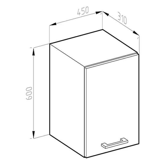 Vicco Schrankküche R-Line Weiß Landhaus - Weiß Landhaus, Hängeschrank 45 cm - Wandschrank mit einer Tür und Griff. Maße: H600 x B450 x T310mm.