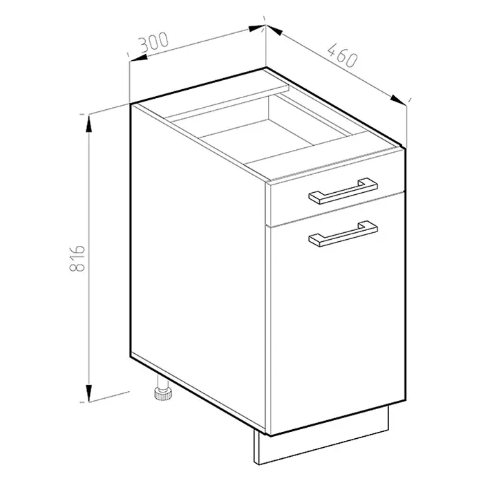 Vicco Schrankküche R-Line Weiß Landhaus ohne Arbeitsplatte - Weiß Landhaus, Apothekerunterschrank 30 cm - Küchenunterschrank mit zwei Schubladen, Maße 300x460x816 mm.
