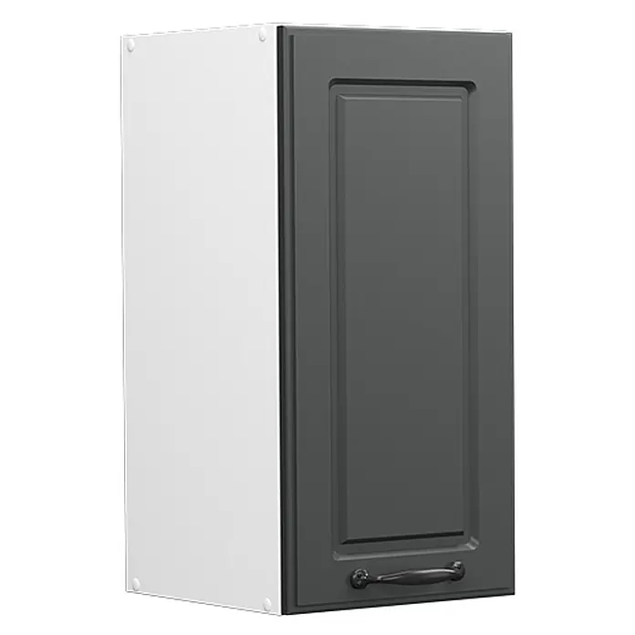 Vicco Schrankküche R-Line Anthrazit Landhaus - Anthrazit Landhaus, Hängeschrank 30 cm - Wandschrank mit weißem Korpus und dunkelgrauer Kassettentür, inklusive Griff.