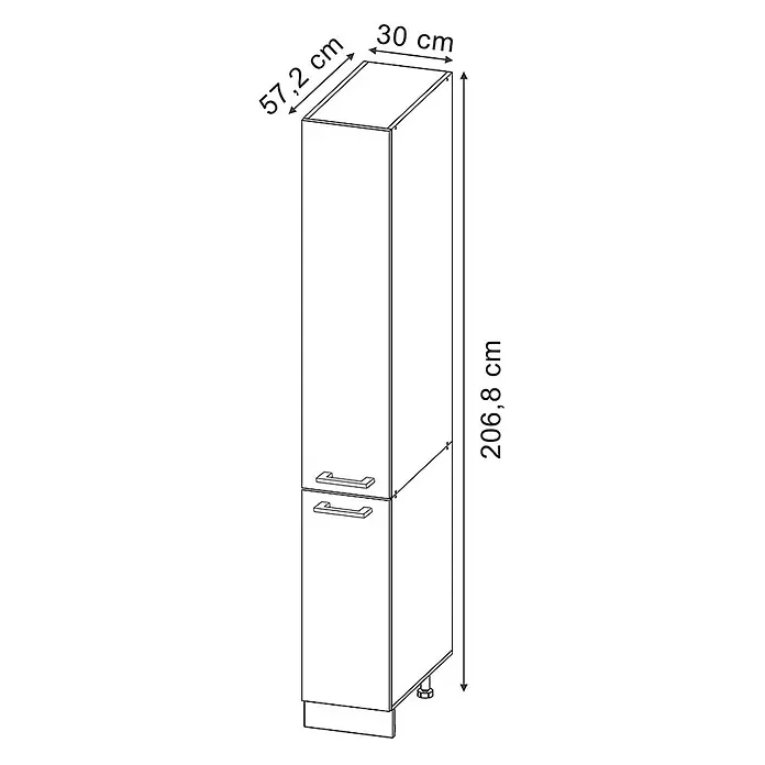 Vicco Schrankküche R-Line Rot Hochglanz - Rot Hochglanz, Apothekerhochschrank 30 cm - Hoher schmaler Hochschrank mit zwei Türen und Griffen. Maße: 206,8 cm H x 30 cm B x 57,2 cm T.