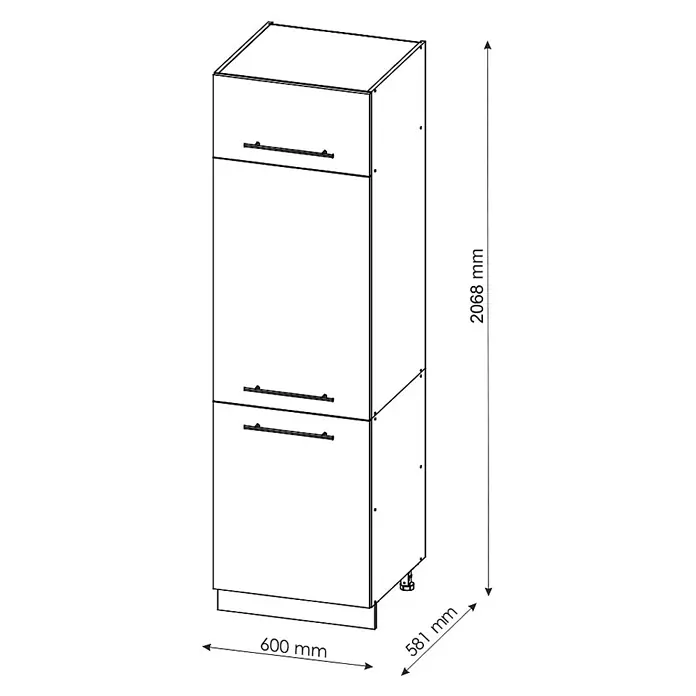 Vicco Schrankküche Fame-Line Anthrazit-Gold - Anthrazit-Gold Landhaus, Kühlumbauschrank 60 cm - Hoher Küchenschrank mit einer Schublade und zwei Türen, H2068xB600xT581mm.