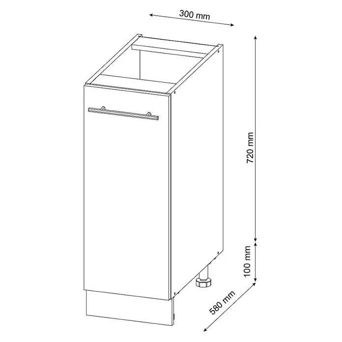 Vicco Schrankküche Fame-Line Anthrazit Hochglanz, AP Marmor - Anthrazit Hochglanz, Apothekerunterschrank 30 cm, AP Marmor - Weißer Küchenunterschrank mit Schublade, offener Oberseite, verstellbaren Füßen und Sockelblende. 300x580mm.