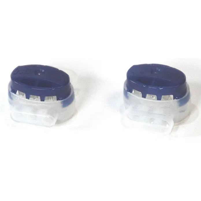 Genisys Kabelverbinder für Mähroboter 1x blauer Kabelverbinder - Universell, 1 Stk. - Zwei blaue und durchsichtige Dosierkappen aus Kunststoff.