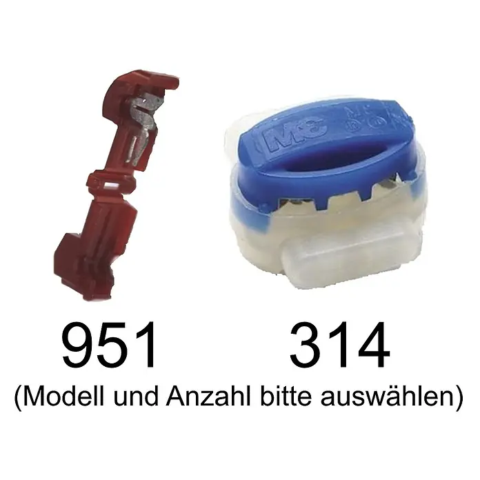 Genisys Kabelverbinder für Mähroboter 1x blauer Kabelverbinder - Universell, 1 Stk. - Zwei elektrische Kabelverbinder: ein roter IDC-Verbinder und ein blau-transparenter wasserdichter Verbinder.