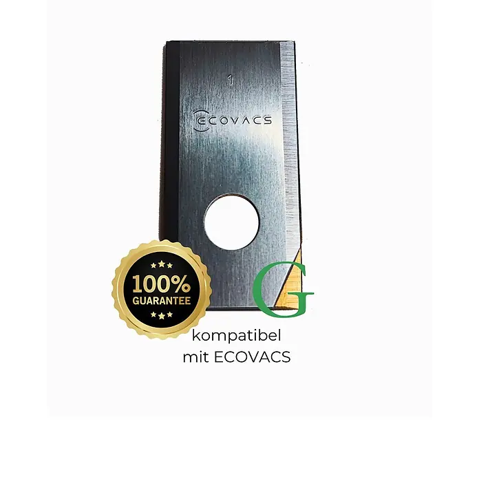 Genisys Ersatzmesser-Set für Mähroboter - Passend für: Worx Landroid, Ecovacs Goat, LandXCape, Practixx, Scheppach, Einhell, Kress, Zoef, 9 Stk. - Gebürstete graue Metallklinge mit "ECOVACS"-Logo, Loch, scharfer Kante und "100% GARANTIE"-Siegel, kompatibel mit ECOVACS.