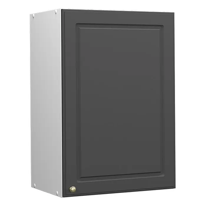 Vicco Schrankküche Fame-Line Anthrazit-Gold - Anthrazit-Gold Landhaus, Hängeschrank 50 cm - Dunkelgrauer Wandschrank mit vertiefter Türfüllung und Messingknauf.