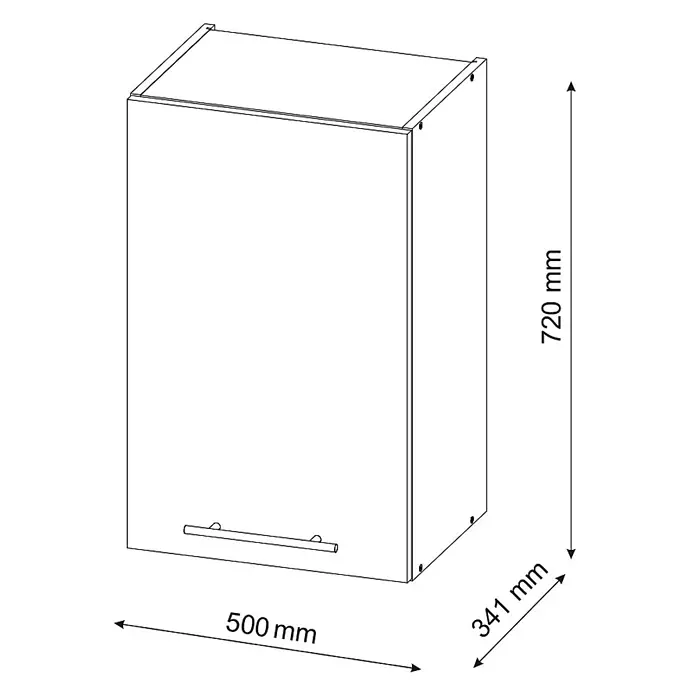 Vicco Schrankküche Fame-Line Grün-Gold Landhaus - Grün-Gold Landhaus, Hängeschrank 50 cm - Weißer Wandschrank mit Griff. Maße: 720 mm H x 500 mm B x 341 mm T.