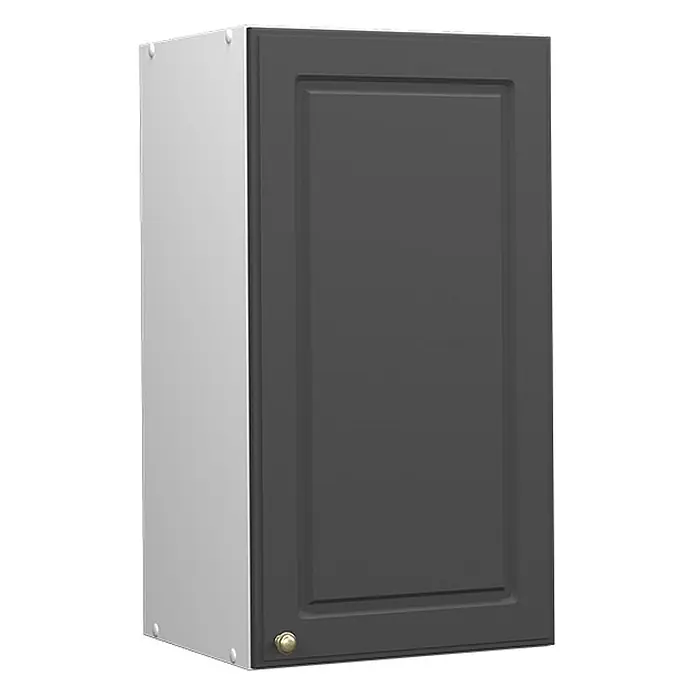 Vicco Schrankküche Fame-Line Anthrazit-Gold - Anthrazit-Gold, Hängeschrank 40 cm - Grauer Küchenhängeschrank mit weißem Korpus und Messingknauf.