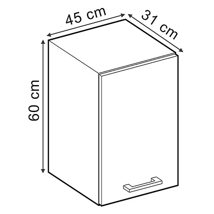 Vicco Schrankküche R-Line Blau-Grau - Blau-Grau, Hängeschrank 45 cm - Heller Wandschrank mit Griff, Maße 60x45x31 cm.