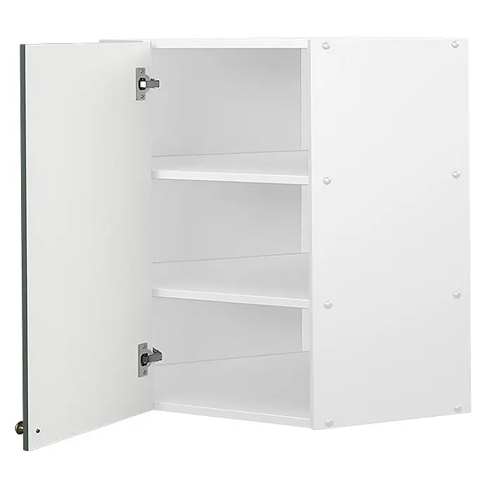 Vicco Schrankküche Fame-Line Grün-Gold Landhaus - Grün-Gold Landhaus, Eckhängeschrank 57 cm - Weißer Wandspiegelschrank mit offener Spiegeltür und Einlegeböden.