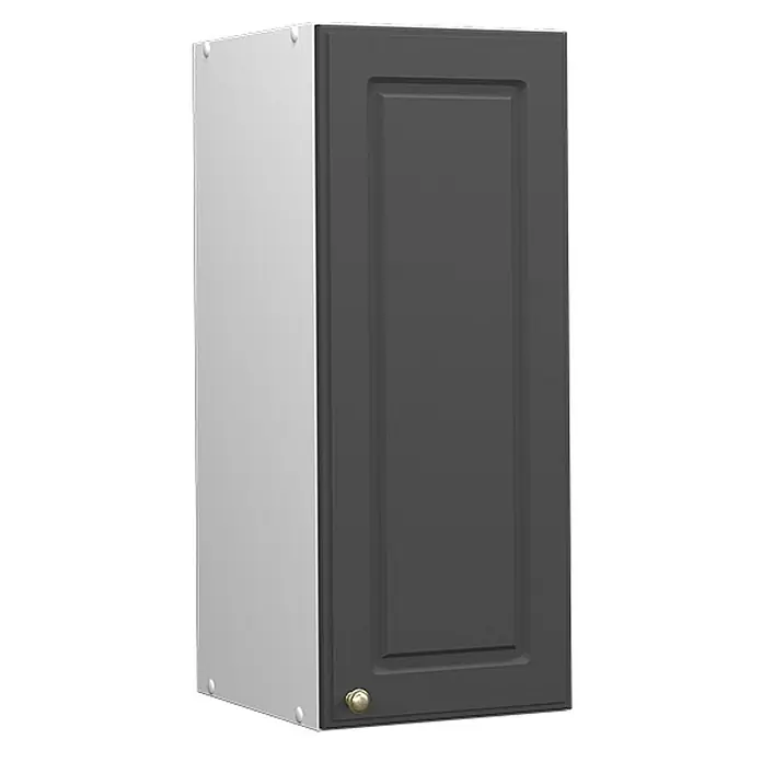 Vicco Schrankküche Fame-Line Anthrazit-Gold - Anthrazit-Gold, Hängeschrank 30 cm - Weißer Wandschrank mit grauer Kassettentür und goldenem Knauf.