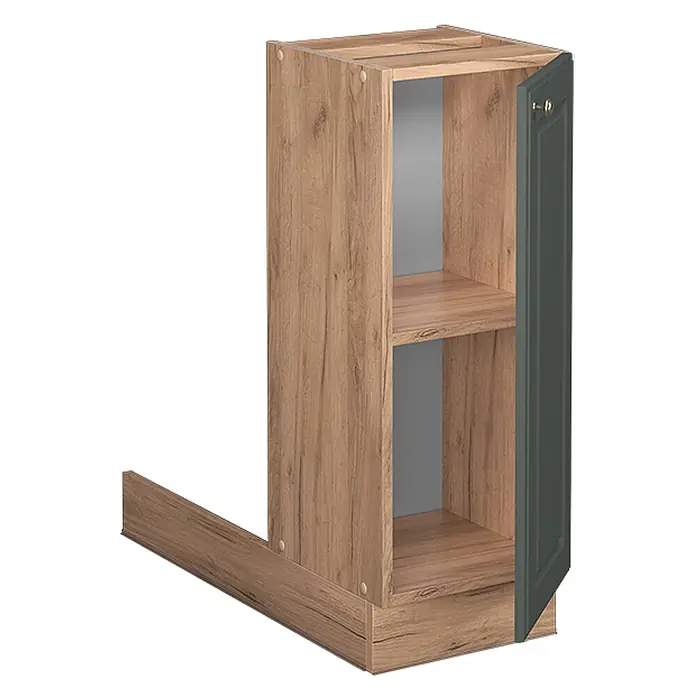 Vicco Inselküche Fame-Line Grün-Gold Landhaus ohne Arbeitsplatte - Breite: 30 cm, Grün-Gold Landhaus, Ohne Elektrogeräte - Sockelschrank in Holzoptik mit dunkelgrüner Tür, Innenböden und Sockelblende.