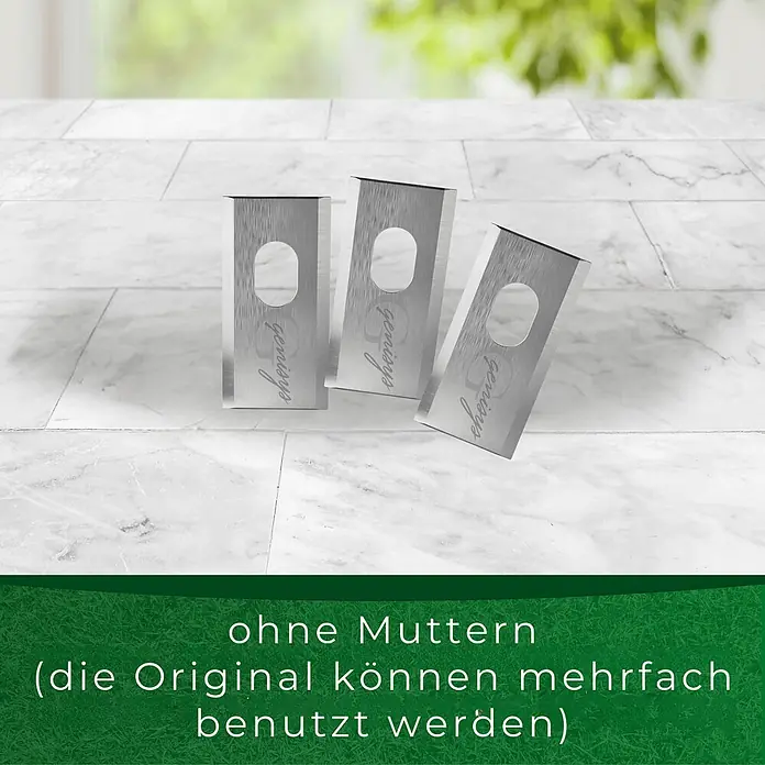 Genisys Ersatzmesser-Set für Mähroboter - Passend für: für Dreame, 6 Stk., Edelstahl - Drei silberne Metall-Ersatzklingen, jeweils mit „genioys“ graviert und wiederverwendbar.