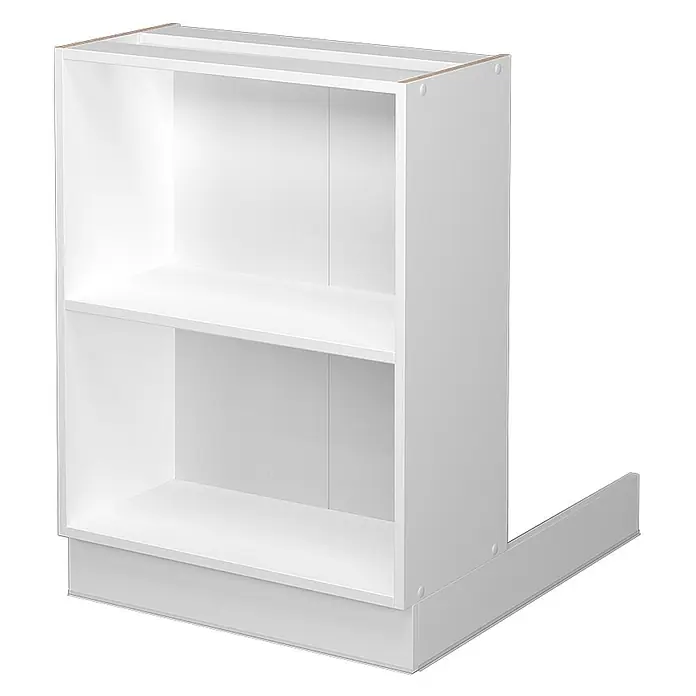 Vicco Inselküche Fame-Line Weiß ohne Arbeitsplatte - Breite: 60 cm, Weiß, Ohne Elektrogeräte - Weißer zweifächriger offener Schrank mit L-förmigem Sockel.