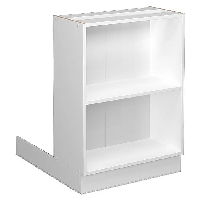 Vicco Inselküche Fame-Line Weiß ohne Arbeitsplatte - Breite: 60 cm, Weiß, Ohne Elektrogeräte - Weißer modularer Unterschrank mit zwei offenen Regalböden und einer Sockelblende, ideal für Küche oder Abstellraum.