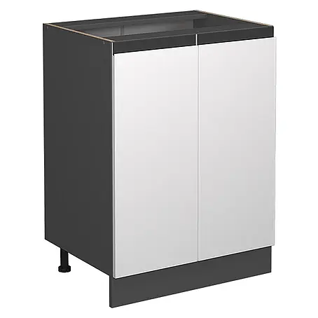 Vicco  Schrankküche R-Line Weiß J-Shape, ohne Arbeitsplatte