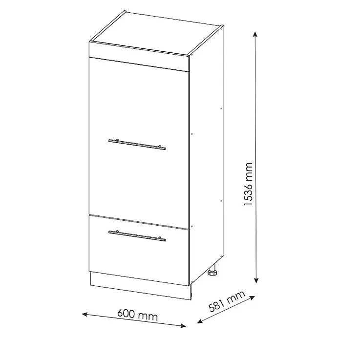 Vicco Schrankküche Fame-Line Anthrazit Hochglanz - Anthrazit Hochglanz, Mikrowellenschrank 60 cm (voll) - Weißer Hochschrank mit zwei großen Schubladen und Metallgriffen. H1536xW600xD581.