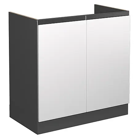 Vicco  Schrankküche R-Line Weiß J-Shape, ohne Arbeitsplatte