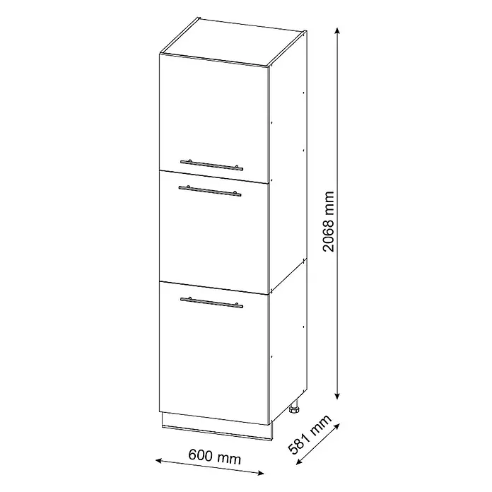 Vicco Schrankküche Fame-Line Anthrazit Landhaus - Anthrazit Landhaus, Vorratsschrank 60 cm - Hoher Hochschrank mit drei Türen und Griffen, 2068x600x581mm.